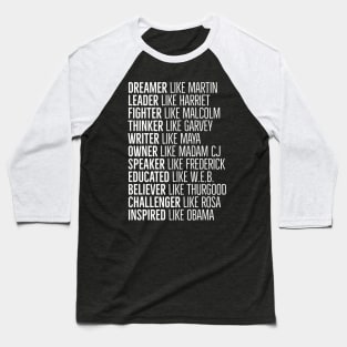 Black Heros,  Black History, African American, Civil Rights Leaders Baseball T-Shirt